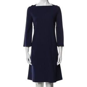 Lafayette 148 New York A Line Navy Wool Dress Sz 10